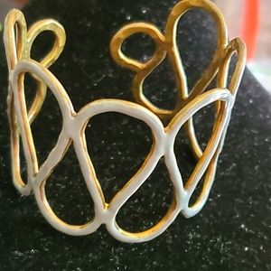 Goldtone gray scroll bold cuff bracelet